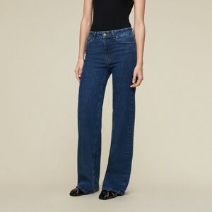 Lois Palazzo Wide Flare Denim Jeans, Bolger Mist Color/Dark Wash, Size 30” L32